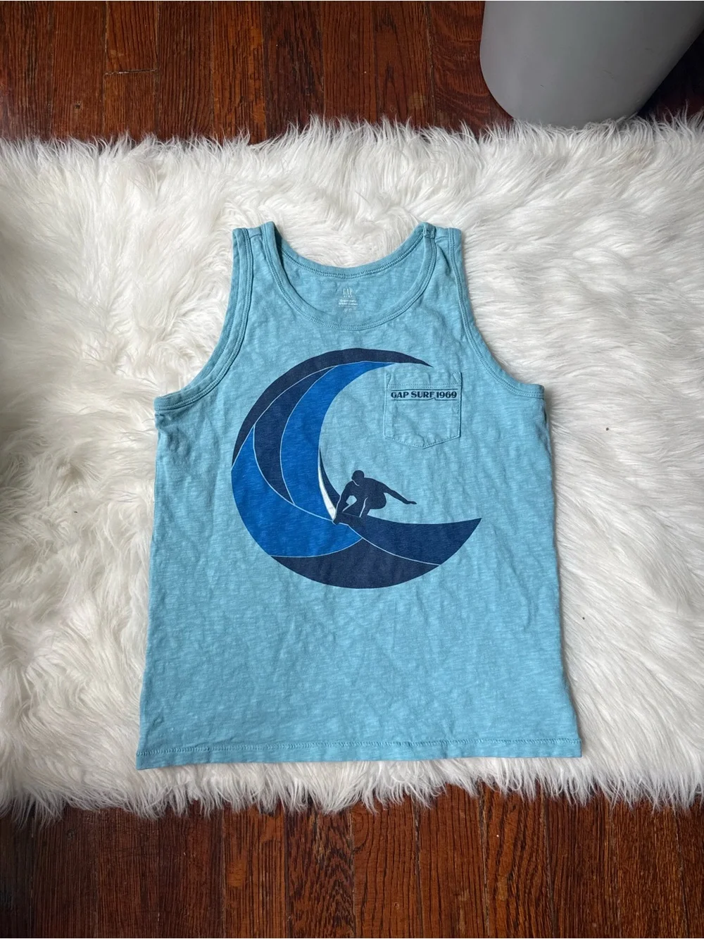 Gap Boys Surf Print Tank Top Blue Cotton Medium
